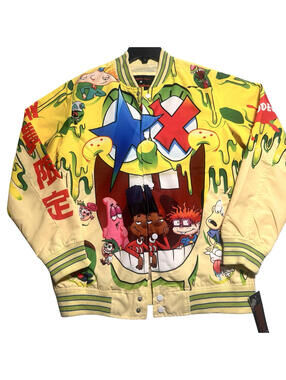 Members Only x Nickelodeon Jacket SpongeBob Rugrats Yellow Bomber Size Large